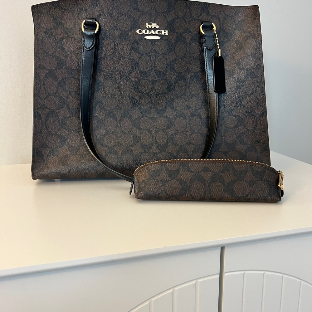 Coach Brown Tote Bag with Pouch